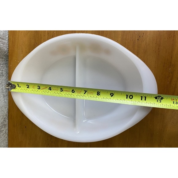 Vintage Oven Ware Milk Glass Divided Serving Dish - Picture 10 of 11